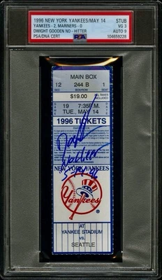 1996 DWIGHT GOODEN SIGNED NO-HITTER TICKET 5/14/96 YANKEES/MARINERS PSA 3 AUTO 9 - Image 1 of 4