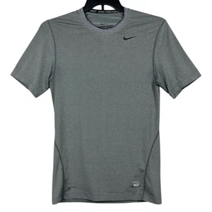 Nike Pro Combat Dri Fit Fitted Athletic Shirt Short Sleeve Mens Size Small Grey - Picture 1 of 8