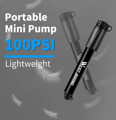 WEST BIKING 100Psi Mini Bicycle pump in Aluminum for mtb road gravel bikes - Image 1 of 4