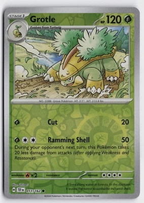 Pokemon Grotle 011/162 Reverse Holo Common SV05: Temporal Forces NM - Image 1 of 2