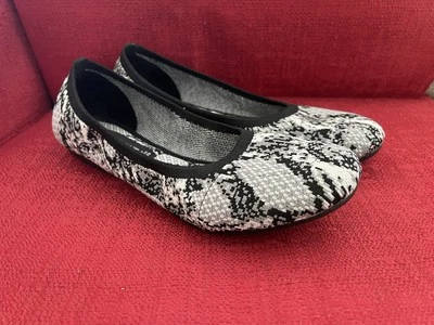 Steven By Steve Madden 9 M Bandour Ballet Tejido Plano Negro Gris Blanco Usado en Excelente Condición Foto 1 de 4