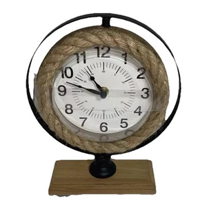 New Hobby Lobby Country Table Decor Rope Metal Wood Clock 3”x8”x10”, $25.99 MSRP - Picture 1 of 6