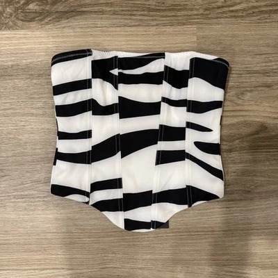 NWT White Fox Zebra Count Me In Bustier Strapless Size XS - Image 1 of 4