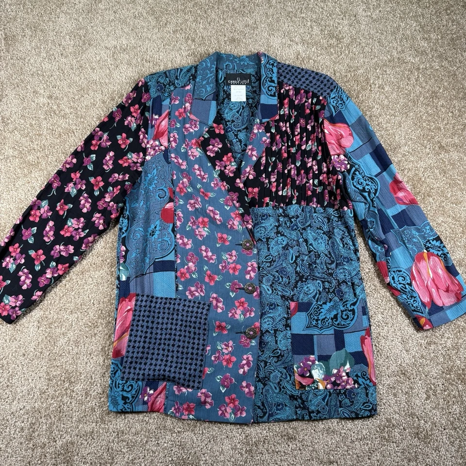 Chaqueta Blazer Vintage Patchwork Talla 10 Acolchada Recortada Floral Paisley Cottagecore Foto 1 de 4