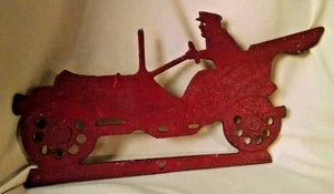 Antique Auto Mailbox Sign Topper Aluminum Painted Red Drive Vintage Weathervane - Picture 1 of 13