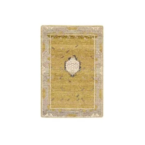 2'1"x3'1" Golden Yellow Pinecone Design Hand Knotted Pure Wool Mat Rug R75693 - Picture 1 of 5