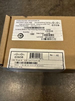 New Sealed Cisco AIR-ANT5160V-R Omnidirectional Adapter Antenna 5Ghz 6dBi/RP-TNC - Image 1 of 2