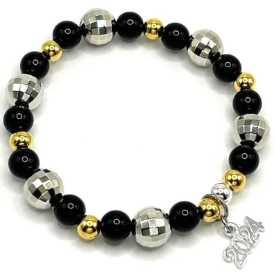 Brazalete 2024 Disco Ball Negro, Plata y Oro Elastizado Dije Año Nuevo Foto 1 de 3