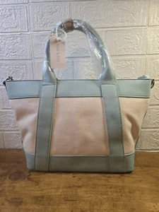 MIA & TESS Mint Canvas Tote Purse MSRP $47, Inside Zip Pocket, New - Picture 1 of 10