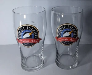 (2) Goose Island Classic Ales Advertising Logo Beer Pint Glass -  16 Oz - Picture 1 of 2