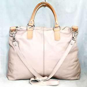 New PULICATI Large Convertible Hobo Tote Crossbody Blush Pink Leather Silver Hdw