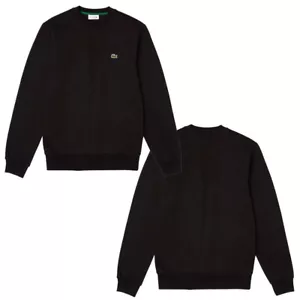 Sudadera Lacoste Para Hombre Algodón Orgánico Cuello Redondo Bajo Jumper en Negro - Imagen 1 de 11