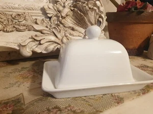 White Porcelain Contemporary Butter Dish - Picture 1 of 5