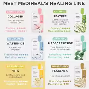 Mediheal Official Best Korean Sheet Mask - Collagen Essential Face Mask 10 Sheet - Picture 1 of 5