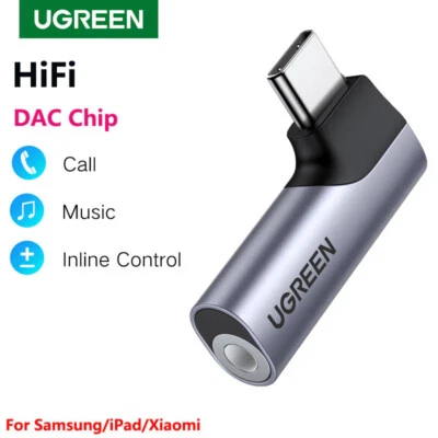 Ugreen Right Angle USB C to 3.5mm Jack Aux Headphones Audio DAC Adapter Dongle - Image 1 of 4