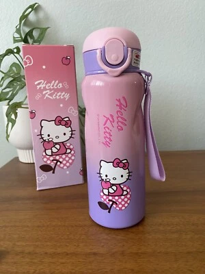 NEW Hello Kitty Stainless Steel Insulated Water Bottle with Strap Pink & Purple - Image 1 of 4