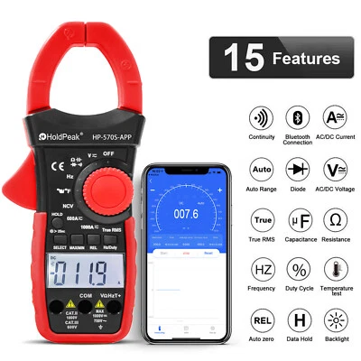 1000A Digital Clamp Meter AC DC Multimeter NCV Ammeter Voltage Tester Temp Tool - Image 1 of 4