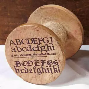 Primitive Farmhouse ABC Wooden Spool - Picture 1 of 2