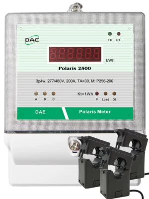 DAE P256-2000 KIT, UL 2000A kWh meter, 3Phase, 277/480V, RS485, 3 Split CTs - Image 1 of 4