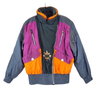 Vintage HEAD SPORTSWEAR Jacket Women 10 Gray Full Zip Pockets Winter Outdoor 80s - Image 1 of 4