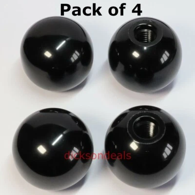 4 x Ball Handle Knobs Bakelite Plastic 25mm to 40mm Diam M6 M8 M10 & M12 options - Image 1 of 4
