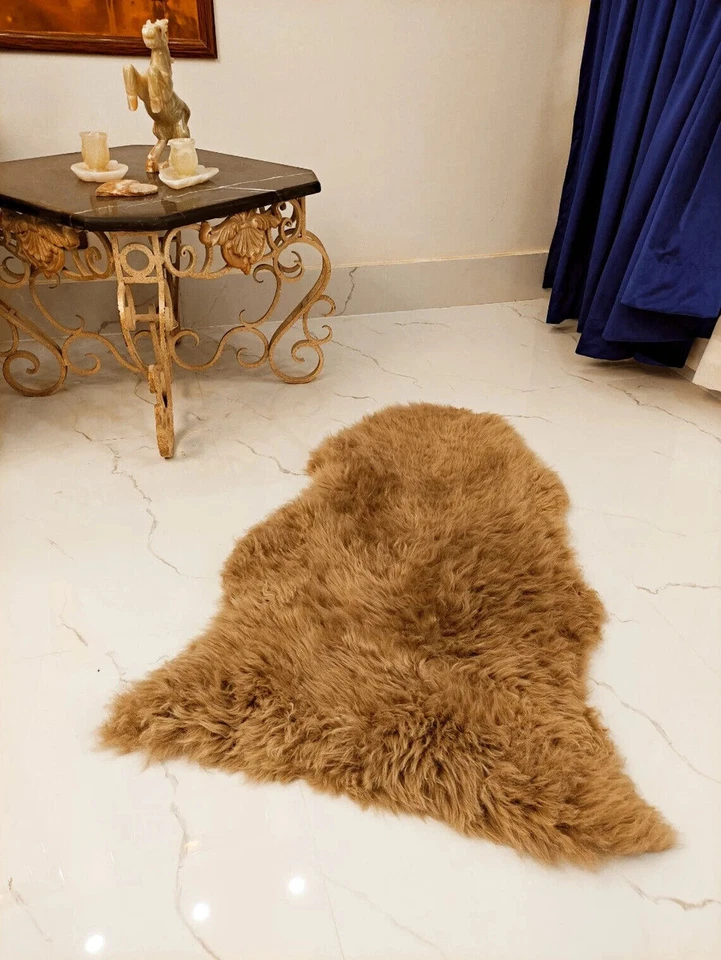 Luxury 100% Genuine Sheepskin Rug Natural Real Sheepskin Lambskin Area Rug 2X3. - Image 1 of 1