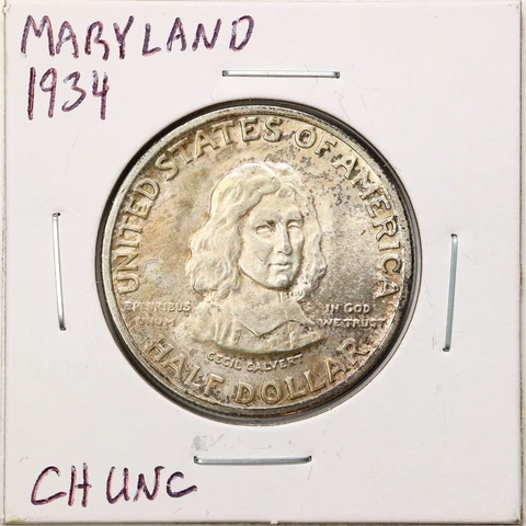 1934 50C Maryland Commemorative Half Dollar in Choice UNC Condition #11008 Cover