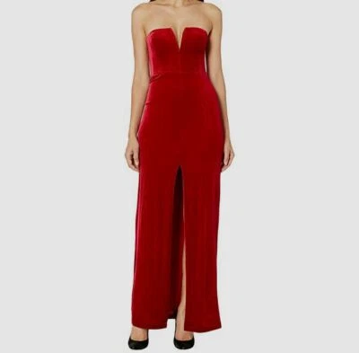 Vestido Bodycon Feminino Vermelho Longo de Veludo Sem Mangas BCBGMAXAZRIA US$ 569 Tamanho 8 - Imagem 1 de 3