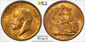 1916M Sovereign in PCGS MS63+ - Picture 1 of 3