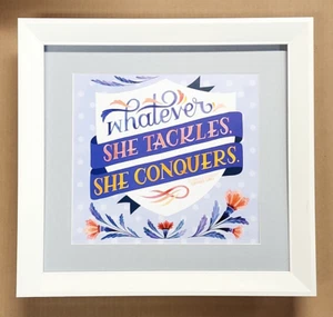Whatever She Tackles, She Conquers~Enmarañado y enmarcado~Arte de pared motivacional para mujer - Imagen 1 de 7