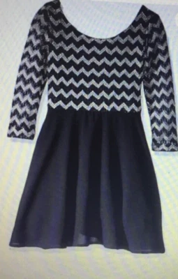 NUEVO MY MICHELLE Niñas Vestido Grande Manga Larga Chevron Top Arco Juvenil 14 Nuevo con Etiquetas XM7 Foto 1 de 4