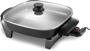 12x12 Ceramic Electric Skillet 6 Quart Dishwasher Safe Rapid Heat Up 1200W - Picture 1 of 8