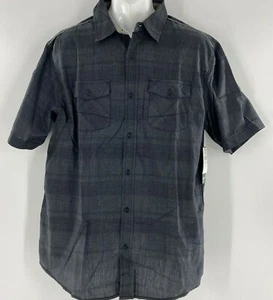 Camisa Burnside para hombre 2X con botones a cuadros negra mangas cortas bolsillos en el pecho - Imagen 1 de 6