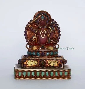 Estatua budista tibetana chapada en oro de 4" Manjushri Jampelyang Patan, Nepal - Imagen 1 de 1