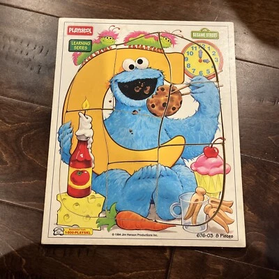 Rompecabezas de madera Sesame Street Cookie Monster 1994 letra C Playskool Henson Foto 1 de 3