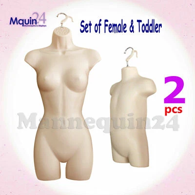 FLESH FEMALE & TODDLER TORSO MANNEQUIN SET - WOMEN & KIDS DRESS FORMS - Image 1 of 4