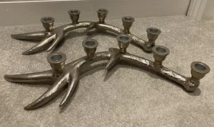 Christmas Silver effect branch candle stick holders x 2 - Picture 1 of 8