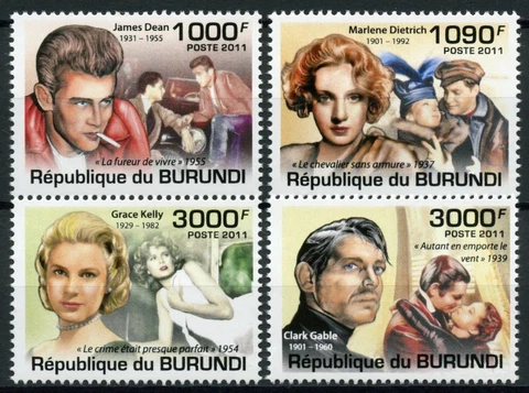 Burundi Famous People Stamps 2011 MNH James Dean Grace Kelly Dietrich 4v Set Cover