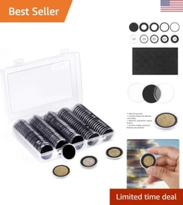 Coin Capsules and Gasket Coin Holder Case - 100 Pieces, 5 Sizes, Clear Plastic - Picture 1 of 10