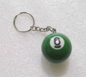 BILLARD 9 BALL POOL Neuheit SCHLÜSSELANHÄNGER SCHLÜSSELANHÄNGER 32mm Durchmesser Nr. 6 GRÜN Sport - Bild 1 von 11