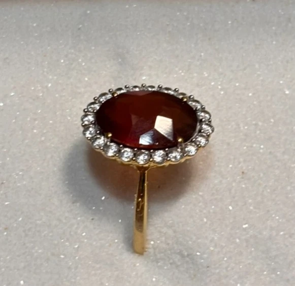 Anel feminino de prata Gemporia 8,42 cttw granada hessonita e zircões brancos tamanho 9 - Imagem 1 de 4