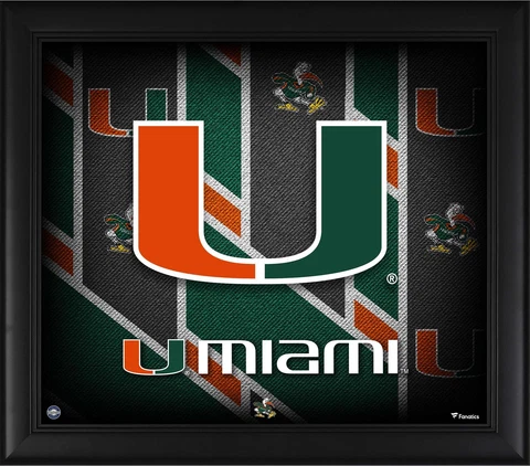 Miami Hurricanes Framed 15" x 17" Team Threads Collage Cover