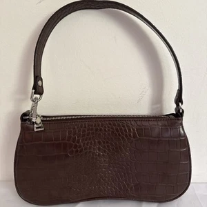 JW PEI Eva Schultertasche Handtasche in dunkelbraun Kunstleder Krokodil - Bild 1 von 10