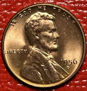 1956-D Lincoln Wheat Cent Stempelglanz rote Upgrade Münze aus OBW Roll Penny Sammlung - Bild 1 von 4