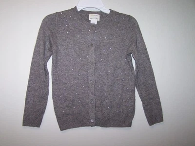 Кардиган для девочек Crew Cuts свитер размер 6-7 серый шерстяная смесь искусственные стразы - Изображение 1 из 3