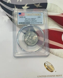 2025-D PCGS MS67 ALTHEA GIBSON FIRSTSTRIKE FLAG LABEL - Picture 1 of 2