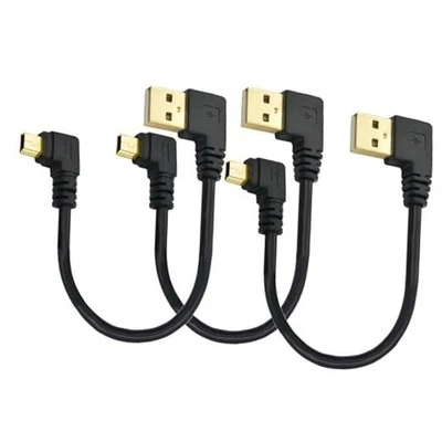 Cable Mini USB Corto Tipo A 2.0 a 5 Pin Mini Cable USB Ángulo Recto Datos mini 5p Foto 1 de 4