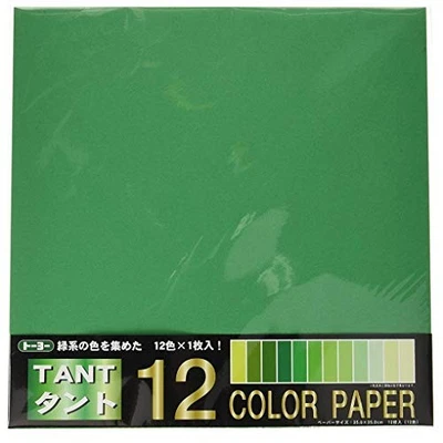TOYO Tant12 Origami Color Paper 13.8inch square 12 sheets Green Japan 191542 - Image 1 of 4