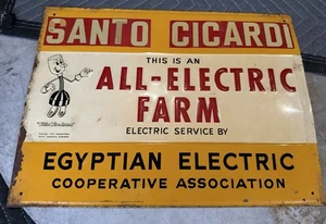 Vintage Willie Wire Hand Egyptian All Electric Farm Sign Original Tin 15x11 - Picture 1 of 6