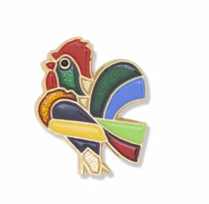 gold enameled de colores rooster lapel pin - Picture 1 of 1